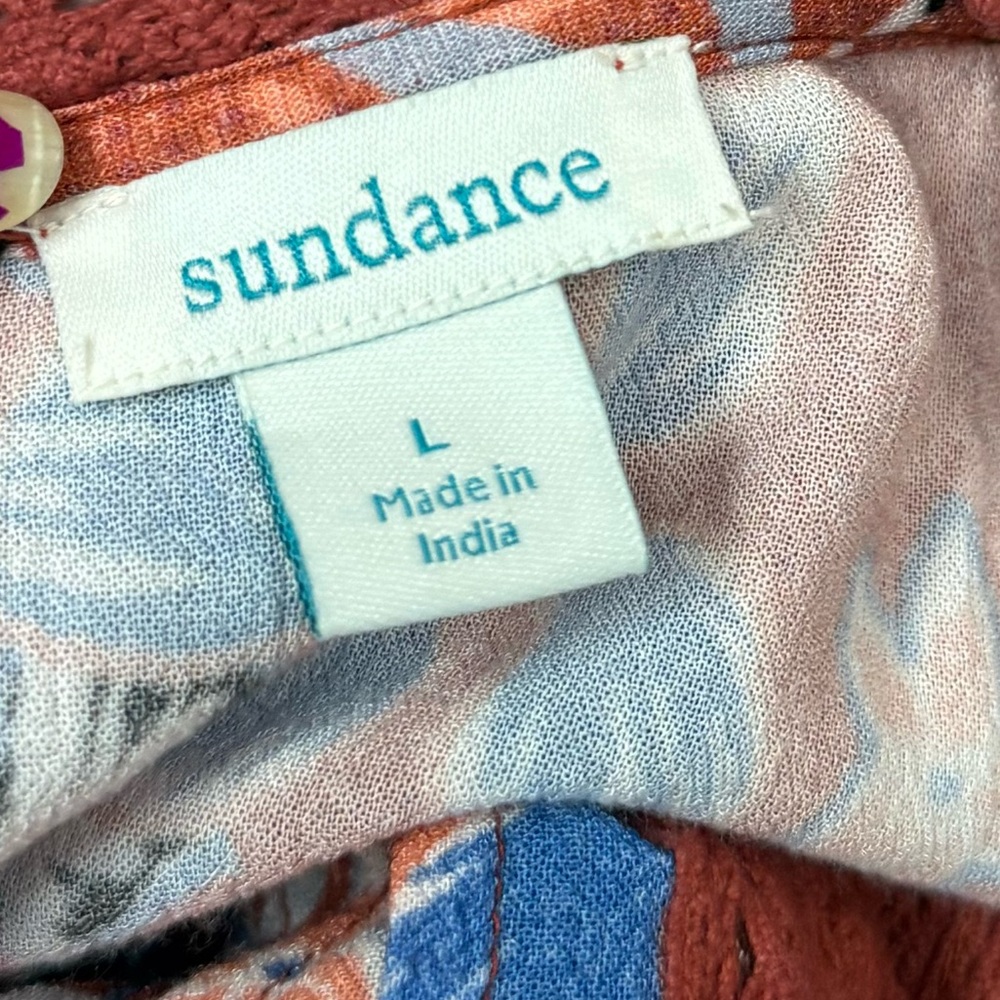 Sundance Rust Floral Lace Peasant Blouse Size Large Boho Peasant Blouse - Picture 3 of 11
